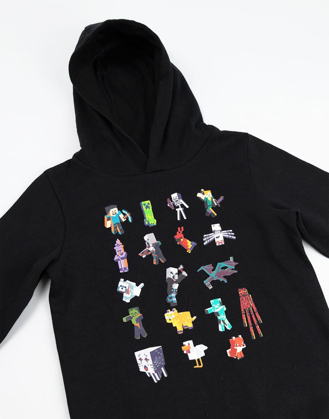 Minecraft Kapuzenpullover für Jungen Sprites und Creeper Motiv Optionen | Schwarzer Grafik Hoodie fü