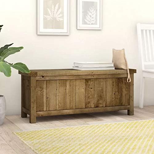 Julian Bowen Aspen Bank mit Stauraum, grob behauene Kiefer, 110x35x45 cm