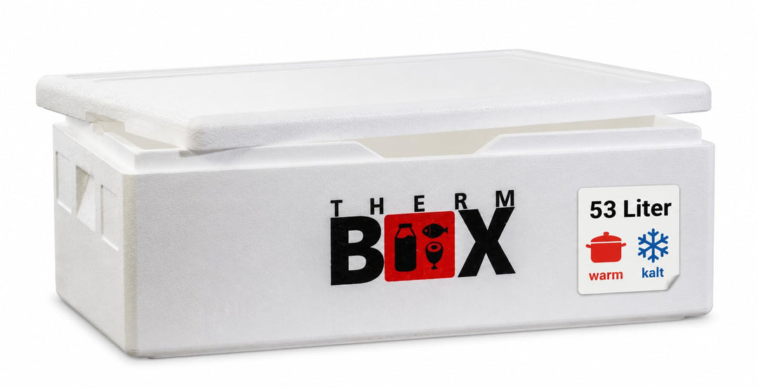 THERM BOX 53W Styroporbox 53 Liter für E2 Kiste Innen 62,5x44x20cm Wandstärke 3cm Thermobox Isolierb