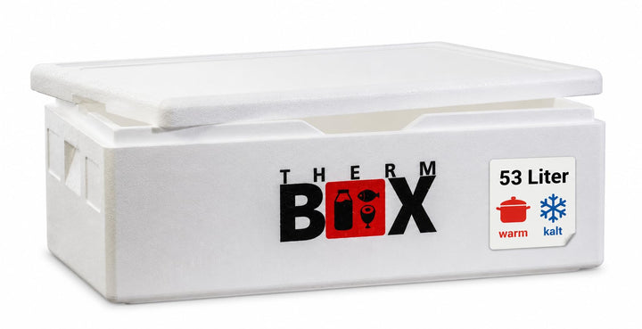 THERM BOX 53W Styroporbox 53 Liter für E2 Kiste Innen 62,5x44x20cm Wandstärke 3cm Thermobox Isolierb