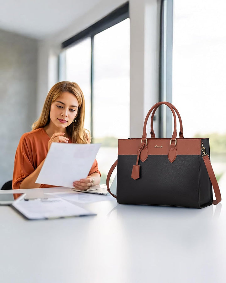 LOVEVOOK Laptop Handtasche Damen, 15,6 Zoll Shopper Tasche Schultertasche Laptoptasche Gross Aktenta