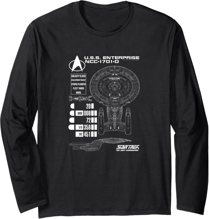 Star Trek: The Next Generation U.S.S. Enterprise Schematics Langarmshirt