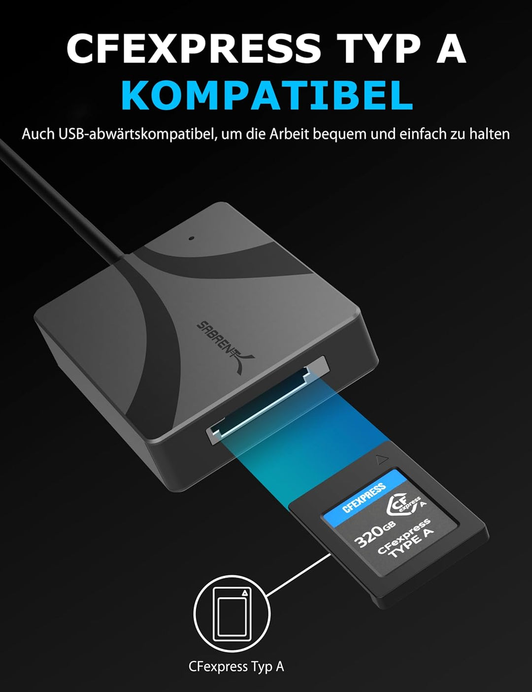 SABRENT CFexpress Typ A Kartenleser, USB typ C 3.2x2 auf CF Express speicherkartenleser, überträgt 8
