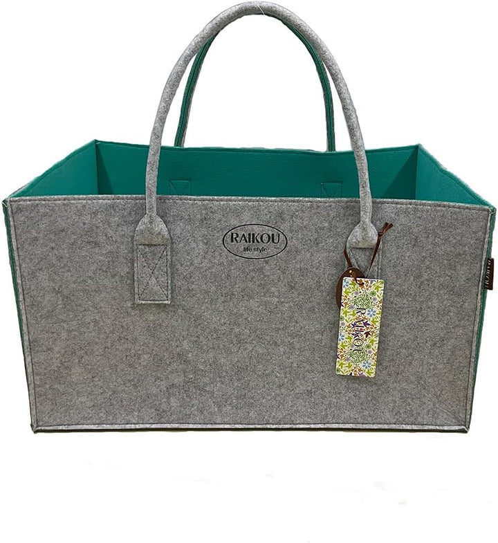 RAIKOU NEU Filztasche Shopper Holzkorb Einkaufstasche Henkeltasche Zeitungskorb Stabile Kaminholztas