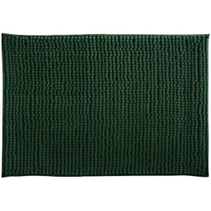 MSV Badteppich Badvorleger Duschvorleger Chenille Hochflor Badematte 60x90 cm – Dunkelgrün Dunkelgrü