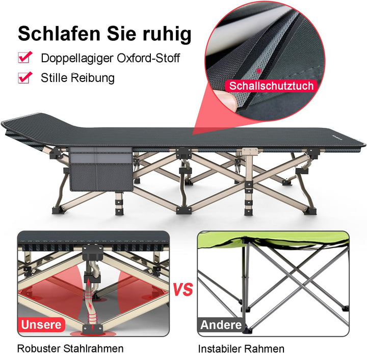 ATORPOK SHOP Campingbett feldbett klappbar, Faltbar Gästebett bis 200 kg für, Extra Breit Faltbar Kl