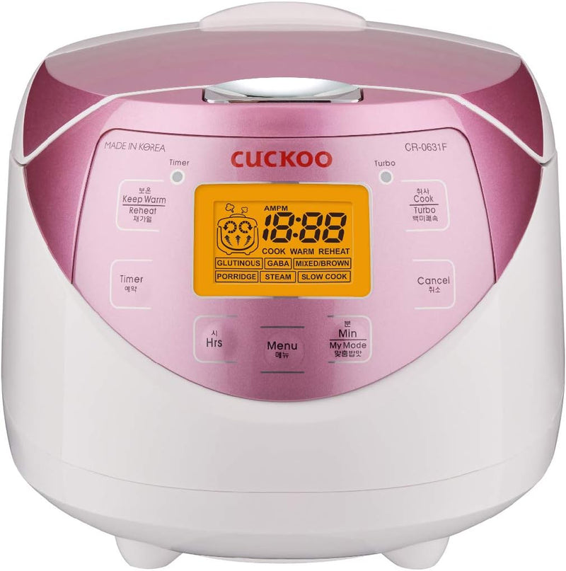 CUCKOO CR-0631F Digitaler Reiskocher klein, Reiskocher Dampfgarer, 1l, Micom Fuzzy Logic, Timer, LCD