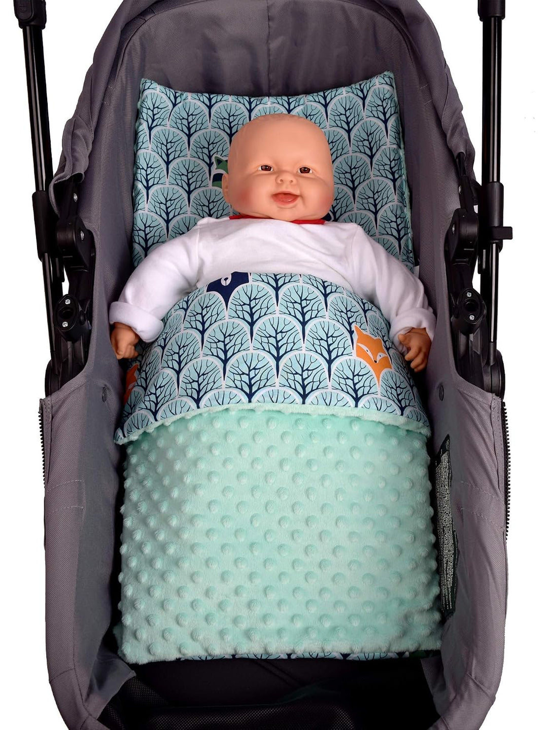 Medi Partners Babydecke Krabbeldecke Set 3in1 100% Baumwolle Minky Kinderdecke 55x75 + 35x30cm flach