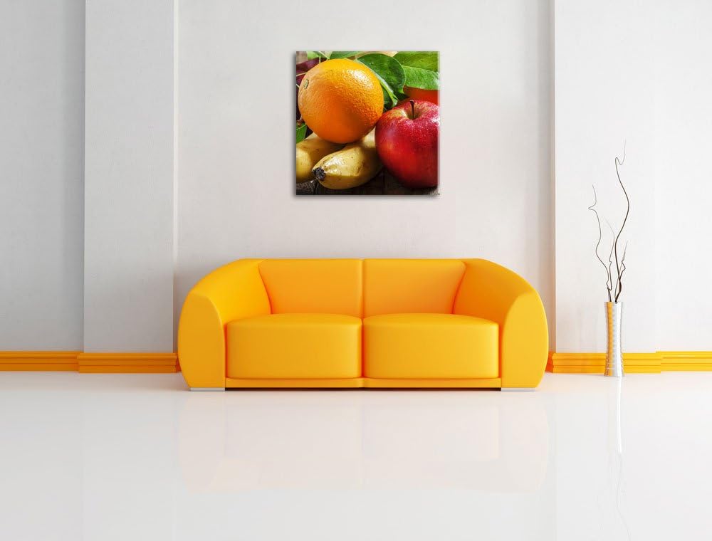 Frisches leckeres Obst, Format: 70x70 auf Leinwand, XXL riesige Bilder fertig gerahmt mit Keilrahmen