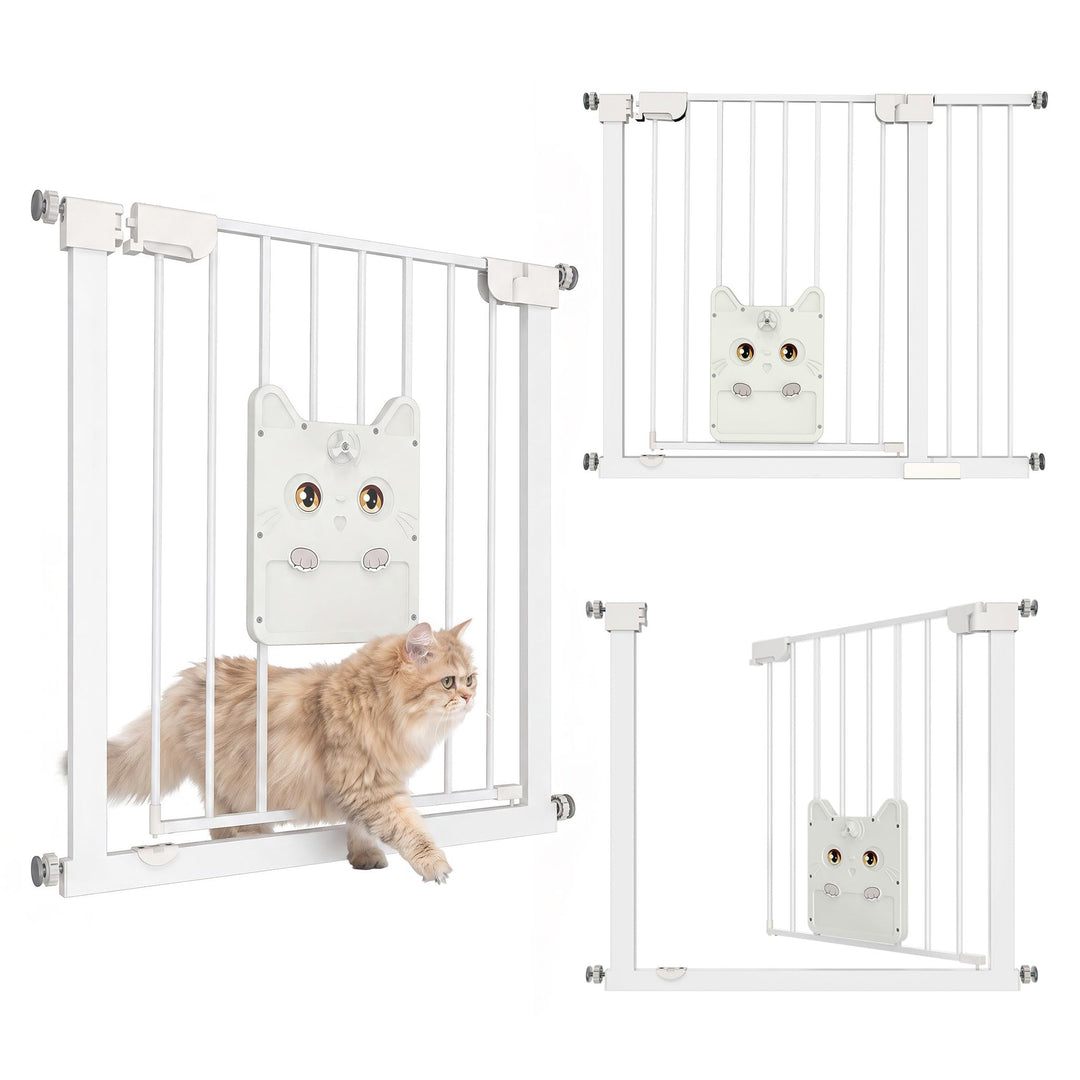UISEBRT Türschutzgitter Treppengitter ohne Bohren mit grosser Katzenklappe für Breiten 95-105 cm,180