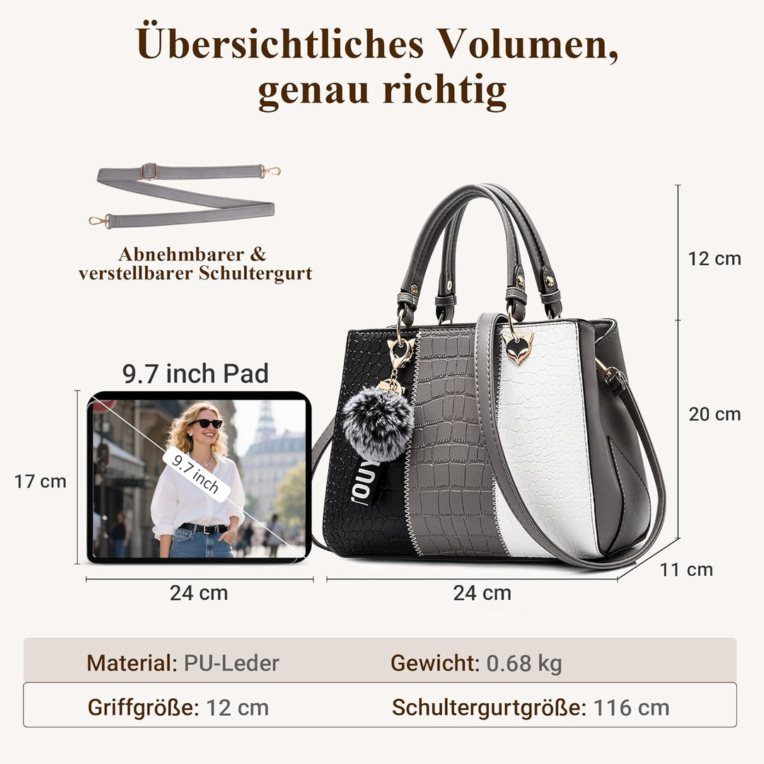 DIRRONA Elegant Damen Handtasche Schultertasche Gross Kapazität Umhängetasche Beiläufig Reise Tasche