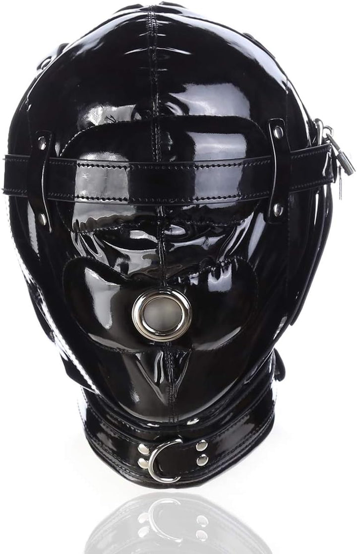 OnundOn Halloween Leder Maske mit Schloss Kopfmaske Kostüm Party Hood Karneval Maske