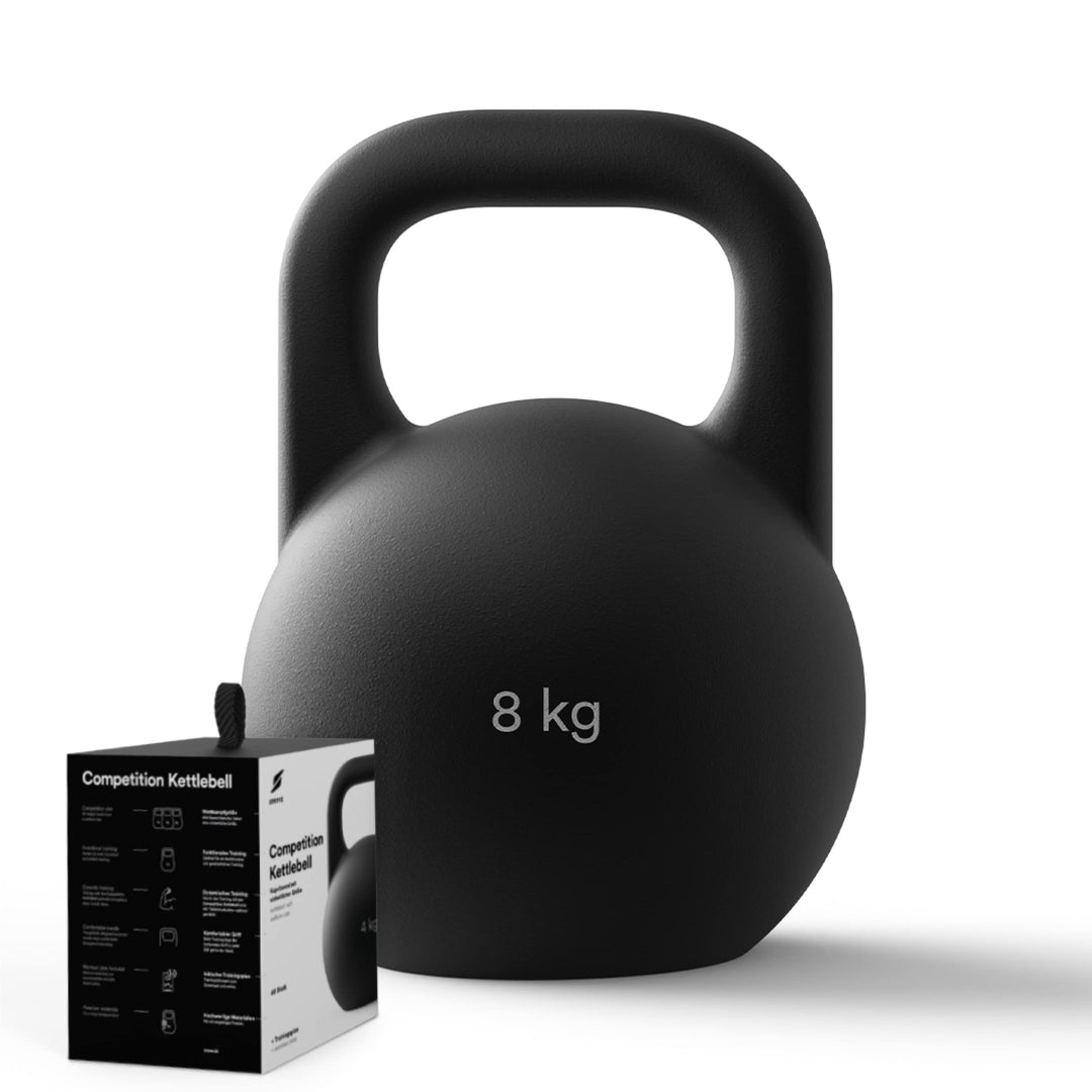 STRYVE Competition Kettlebell 4-16 Kg, hochwertige Kugelhantel aus Gusseisen inkl. Trainingsplan 8 K