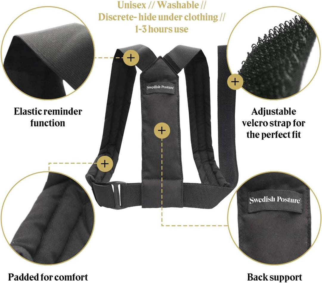 Swedish Posture Haltungstrainer und Geradehalter Flexi Rückentrainer S-M schwarz, S-M schwarz