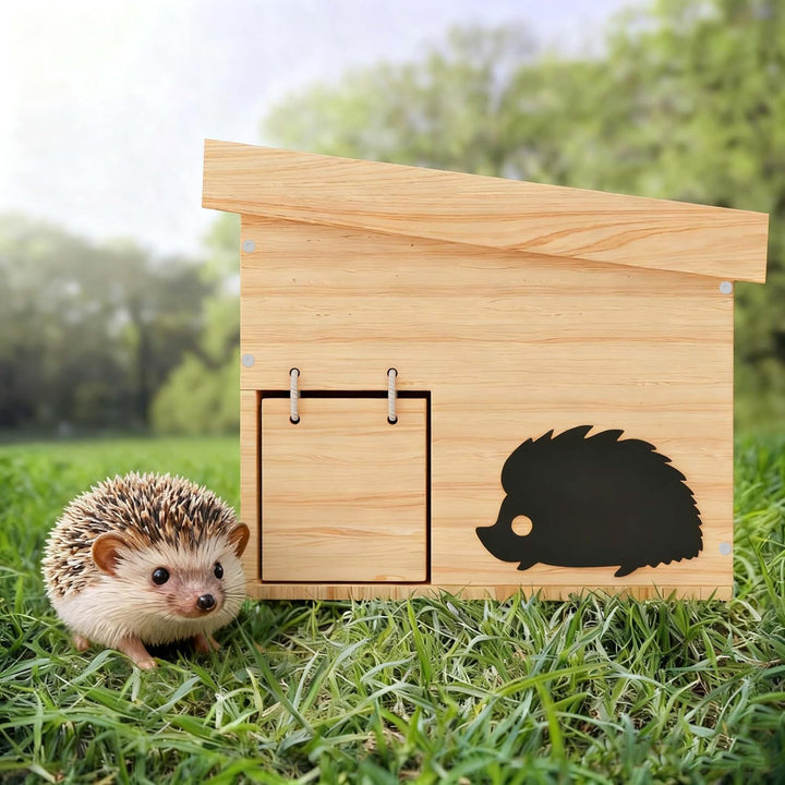 Igelhaus Winterfest aus Holz, Igelhotel mit Boden, katzensicher, wetterfest, Winterquartier für Igel