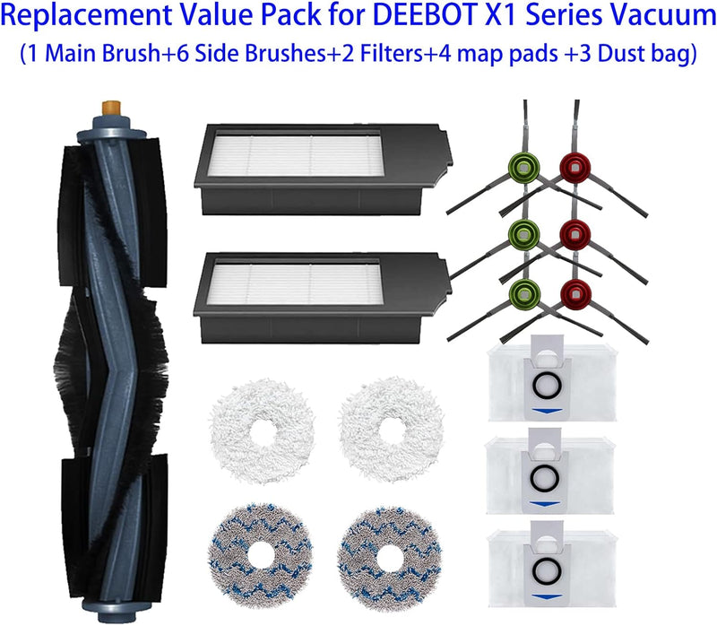 ZYBULSHJT Deebot X1 Ersatzteile Set für ECOVACS X1 Omni X1 Turbo Staubsauger Zubehör Enthält 1 Rolle