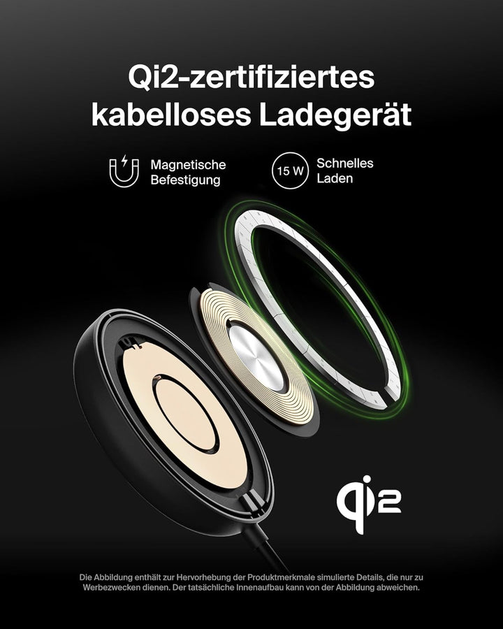 Belkin Magnetisches Kabelloses Ladegerät (15W) mit Ständer – zertifiziertes MagSafe Ladegerät, Qi2 L