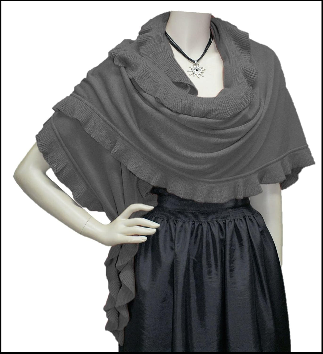 Poncho Cape Trachtentuch Umhang Stola Schultertuch Trachten-Tuch Damen Strickponcho Tracht Strick Tr