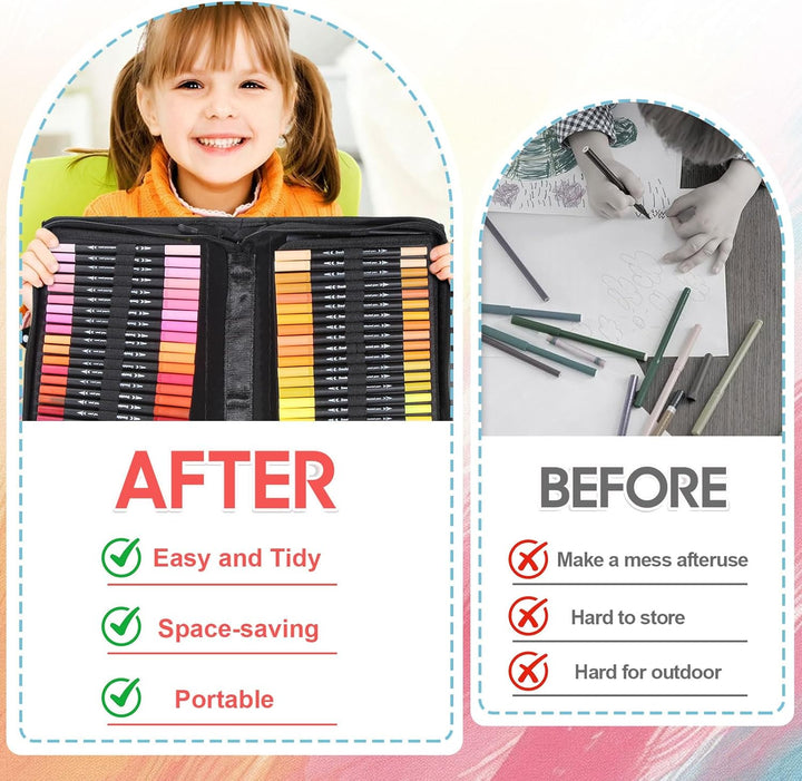 Spardar 120 Filzstifte, Filzstifte Dicke und Dünne, Doppelspitze Mit Schwarzer Tragetasche Und 3 Mal