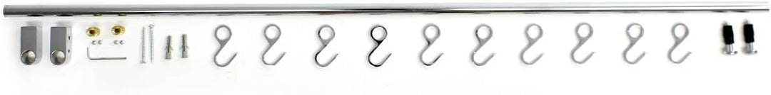 Hängeleiste 100cm, Metal verchromte Küchenleiste zur Wandbefestigung, mit 10 Haken