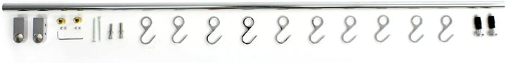 Hängeleiste 100cm, Metal verchromte Küchenleiste zur Wandbefestigung, mit 10 Haken