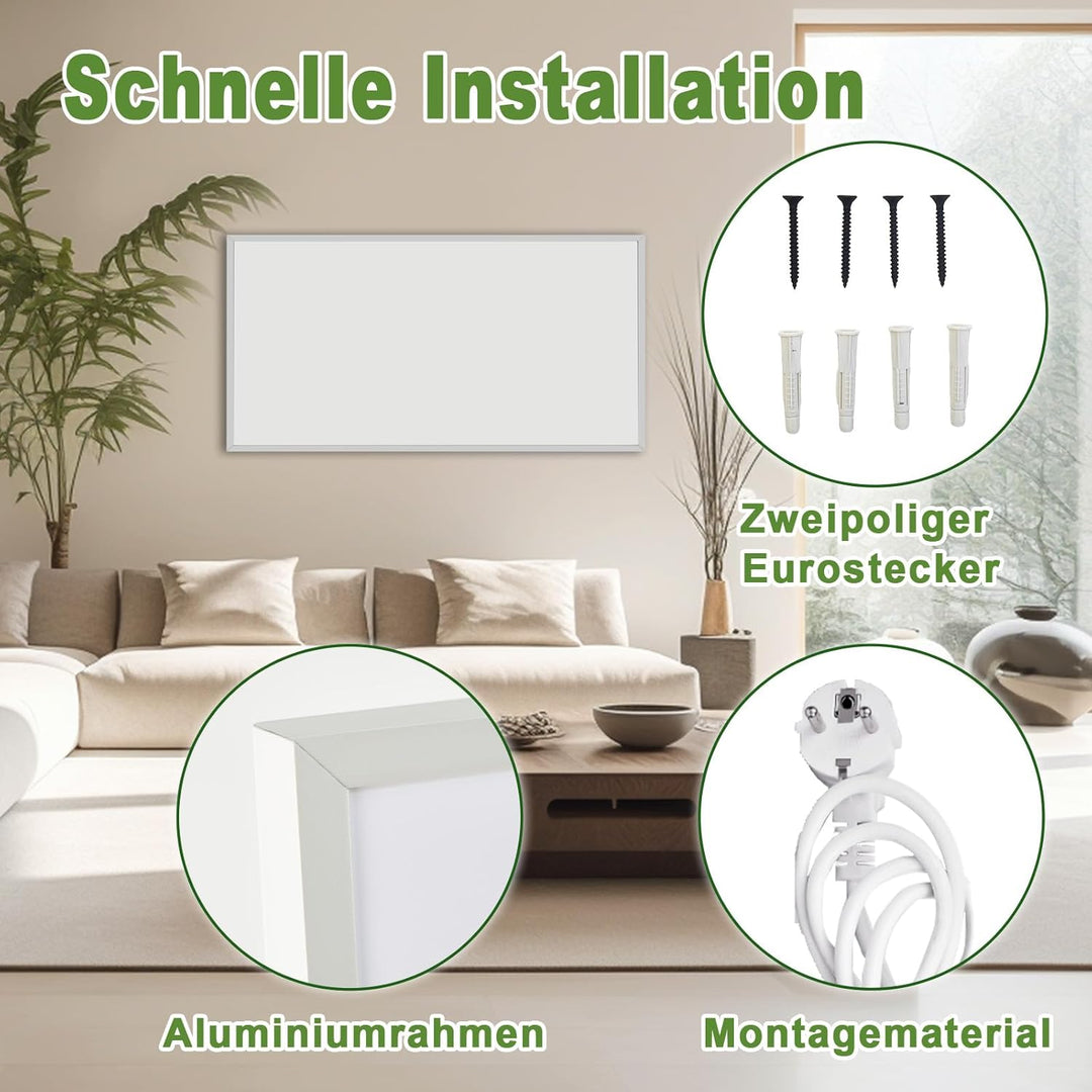 Behagliche Infrarotheizung 500 Watt, Infrarotheizung Wandmontage mit bis zu 120 °C für 8–13 m², Elek