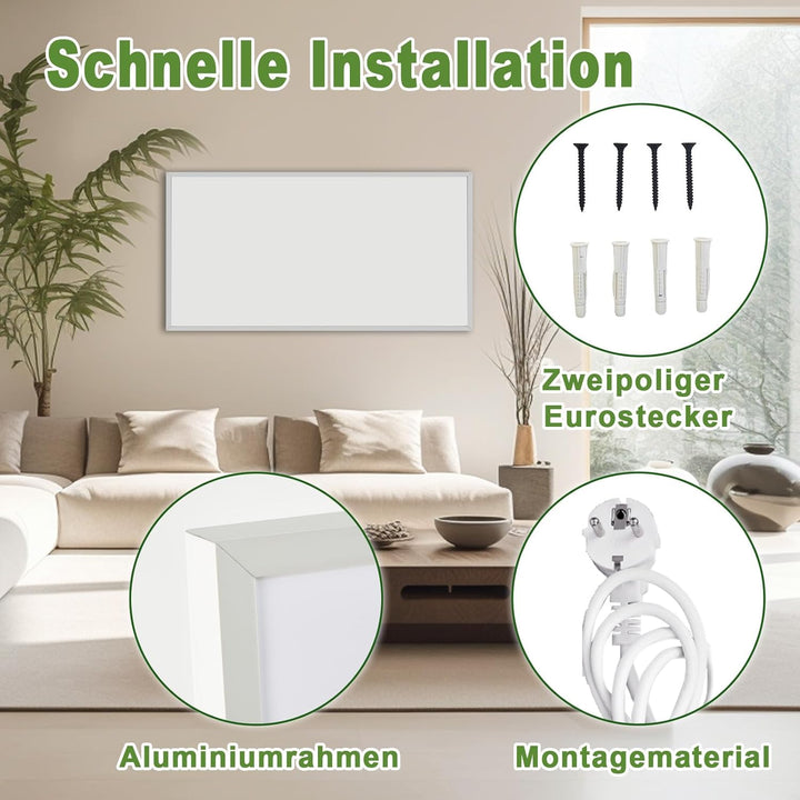 Behagliche Infrarotheizung 500 Watt, Infrarotheizung Wandmontage mit bis zu 120 °C für 8–13 m², Elek