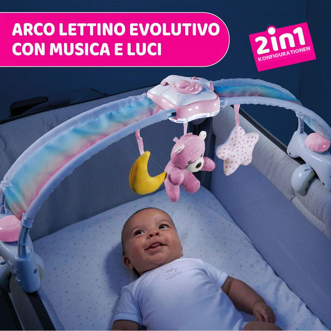 Chicco Regenbogen-Spielbogen für Kinderbett, 2in1 Evolutionskompatibel Next2Me, Babywanne mit Regenb