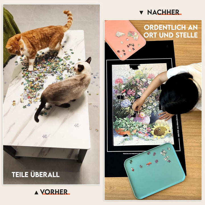 Nariolar Puzzlematte 500/1000/1500 Teile, 2er Set aus Gummi und Filz – Puzzleteppich dient als prakt