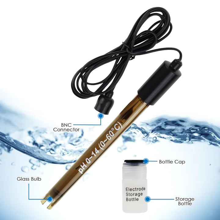 Ersatzelektrode pH-Wert, langes Kabel 0-14, pH-Sondentest, flüssiges Wasser, Meerwasser, saurer Rege