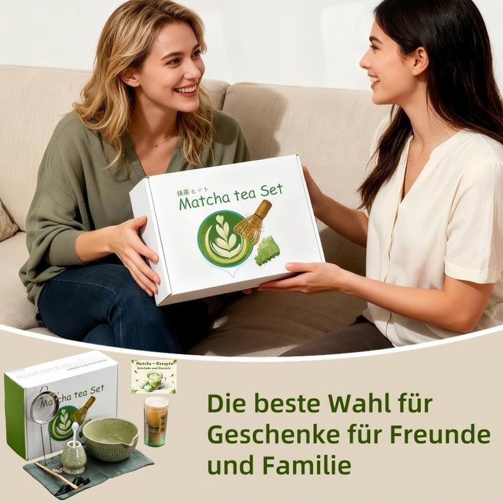 Matcha Set mit 9 Zubehörteilen | Inklusive Rezepten für Gebäck & Getränke mit Präzisionsmesslöffel |