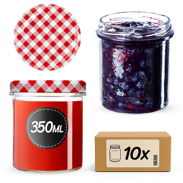 KADAX 10er Set Marmeladengläser 350ml TO82, Einmachgläser Vorratsgläser Mason Jar mit Schraubdeckel,