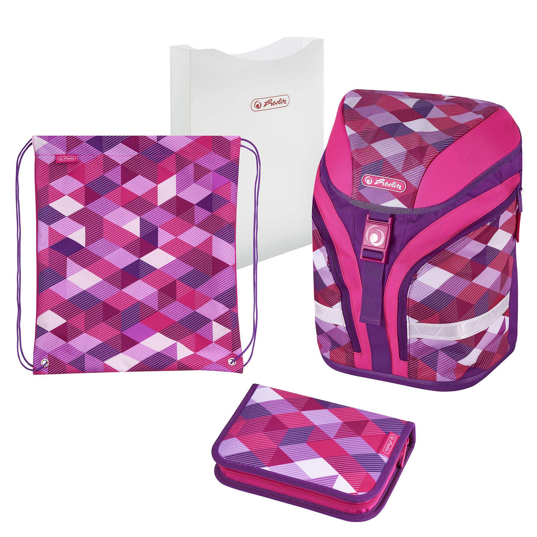 Herlitz 50020362 Schulranzen Motion Plus Pink Cubes, 1 Stück, Pink Cubes