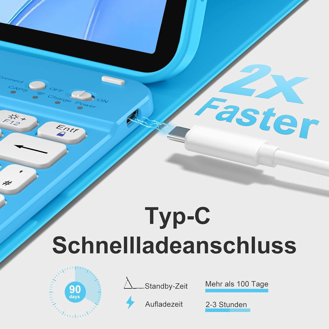 drivego Hülle mit Tastatur für iPad A16 11 Generation 2025/10 Generation 2022(11/10.9 Zoll), Magneti