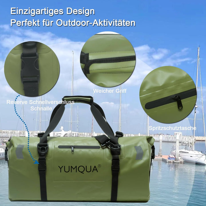 YUMQUA wasserdichte Reisetasche Sporttasche Duffel Dry Bag, zum Kajakfahren Camping Bootfahren Motor