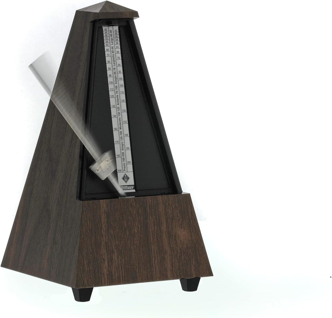 Wittner Metronom 855131 Kunststoffgehäuse mit Glocke Taktell Pyramidenform Nussbaum-Maserung, Nussba