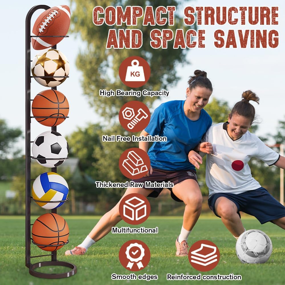 Stufiger Ballständer, Vertical Ballregal Fussball Ständer, Abnehmbares Standing Rack Halter, Ball Au