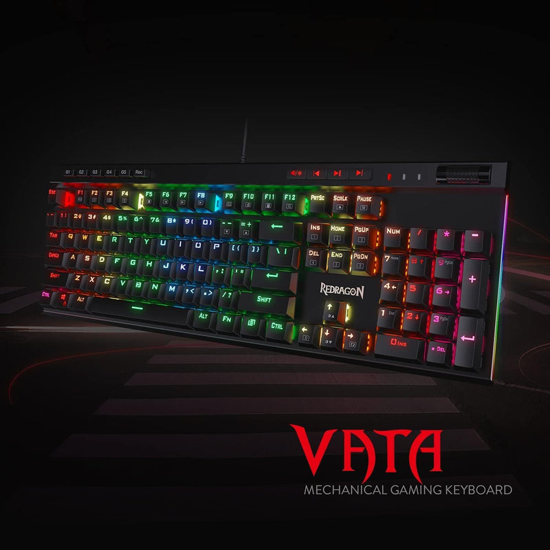 Redragon K580 VATA RGB LED Braune Schalter Mechanische Gaming Tastatur, US Layout mit Hintergrundbel