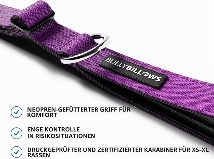 BullyBillows Traffic Hundeleine | Kurzgriff für Enge Kontrolle und Sicherheit | Gepolstert, robust u
