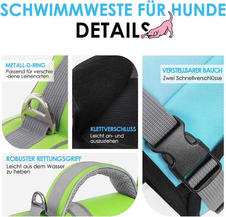 AOFITEE Schwimmweste Hund Klein, Verstellbar Hunde Schwimmweste Hai, Ripstop Hundeschwimmweste Klein