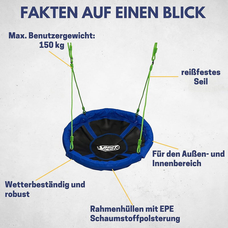 Best Sporting Nestschaukel I Gartenschaukel Ø 60, 80, 100 oder 110 cm I Bis 150 kg belastbar I Höhen