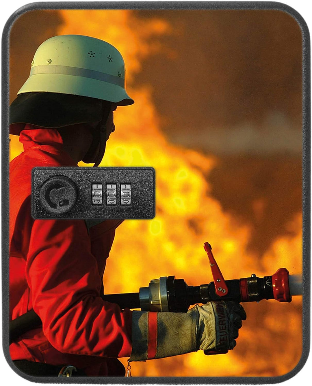 banjado® Burg-Wächter® abschliessbarer Schlüsselkasten mit Motiv Feuer für 20 Schlüssel - Schlüsselk