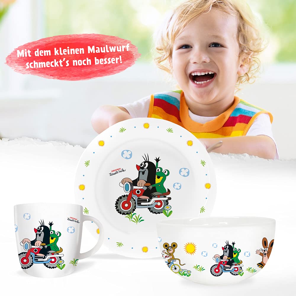 Trötsch Der kleine Maulwurf Geschirrset Motorrad, Literaturbeilage