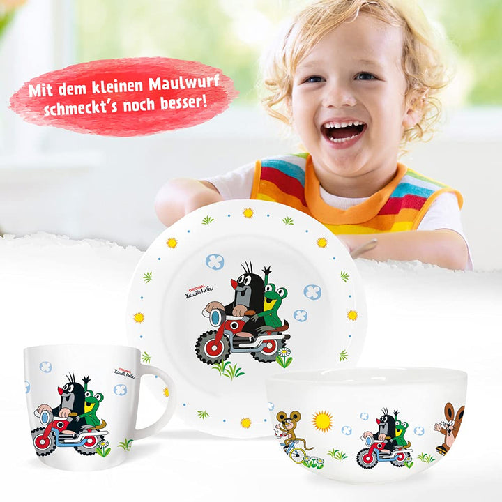 Trötsch Der kleine Maulwurf Geschirrset Motorrad, Literaturbeilage