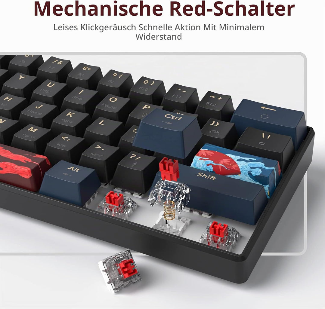 SOLIDEE mechanische Gaming Tastatur 60%,61 Tasten mit Lineare rote Schalter,kabelgebundene mechanisc