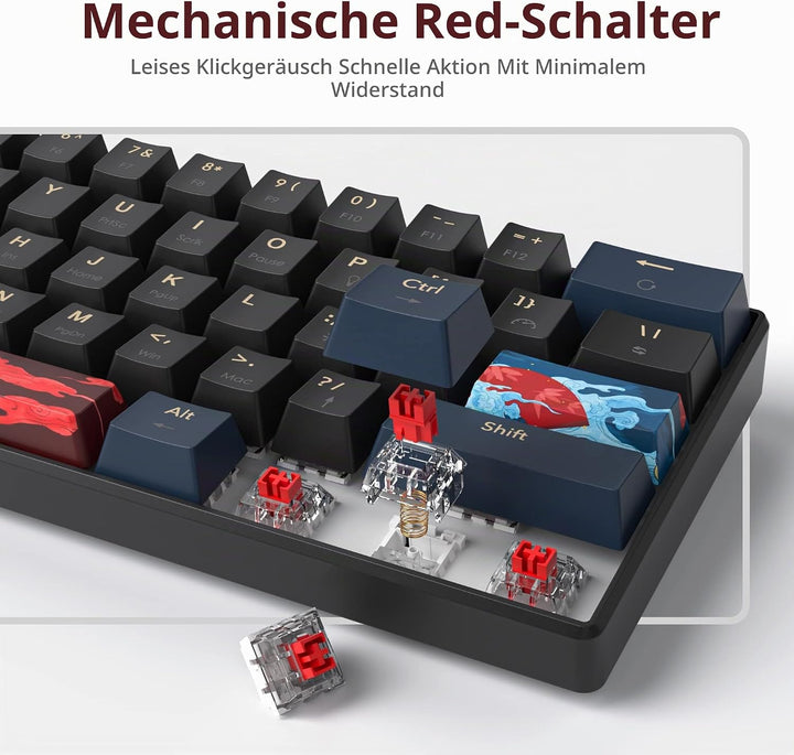 SOLIDEE mechanische Gaming Tastatur 60%,61 Tasten mit Lineare rote Schalter,kabelgebundene mechanisc