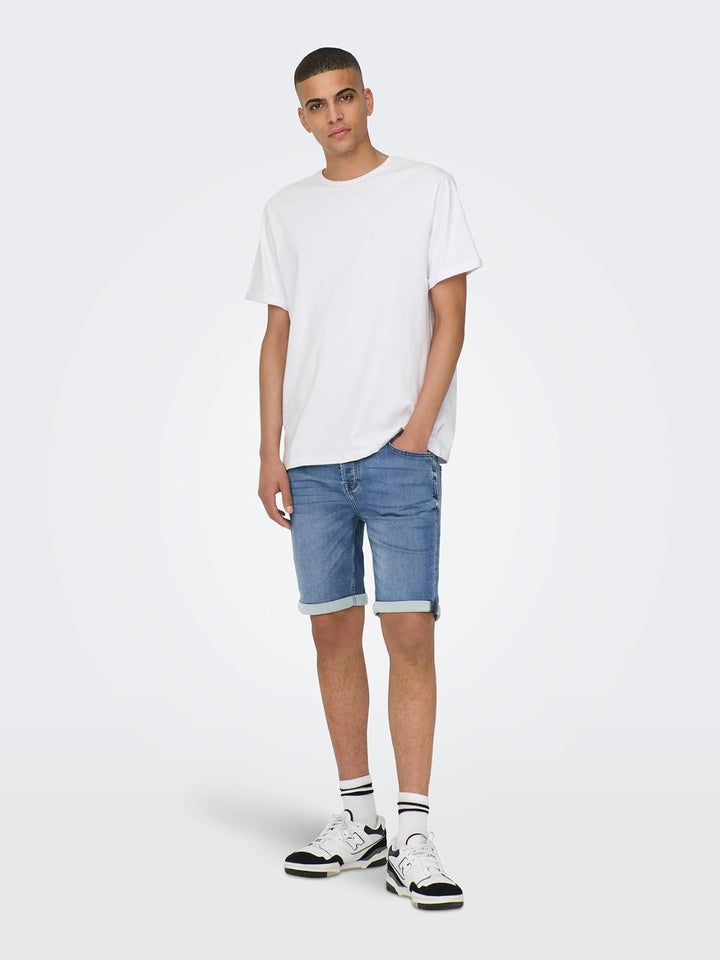 Herren O&amp;S Denim Capri Jeans Shorts 3/4 Bermuda Pants Sommer Hose Kurze Freizeit Trousers ONSPLY XS