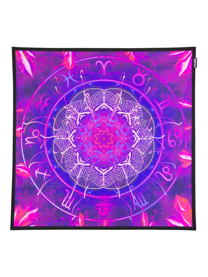 PSYWORK Schwarzlicht Stoffposter Neon | Zodiac Signs Violet | 0,75 x 0,75m | UV-aktiv | fluoresziere
