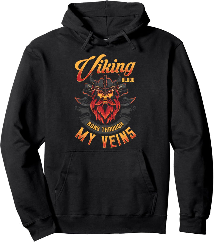 Viking Blood Runs Through My Veins Norse Warrior DNA Pullover Hoodie