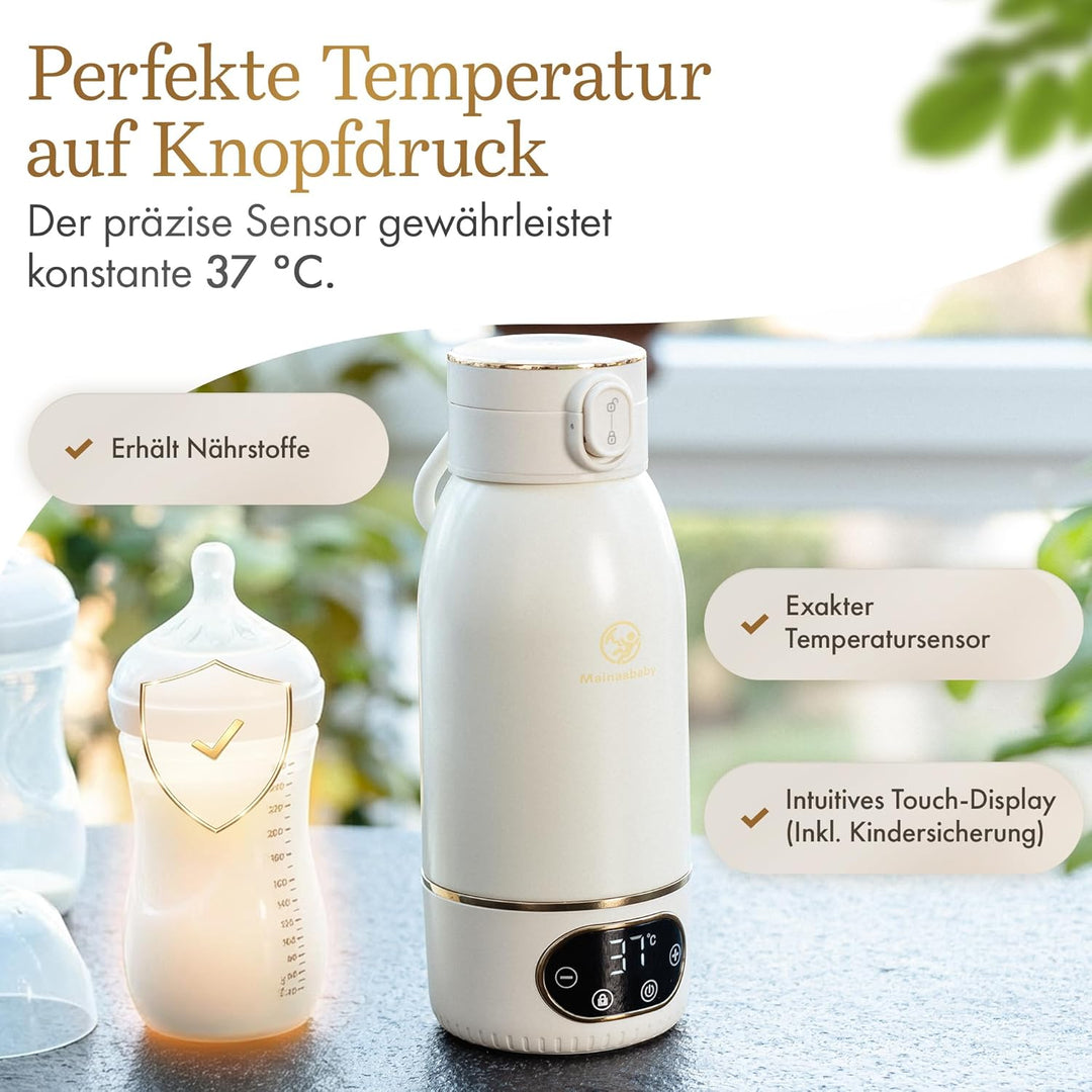 Tragbarer Flaschenwärmer für Babyflaschen – Baby Bottle Warmer mit Akku für unterwegs – präzise Temp